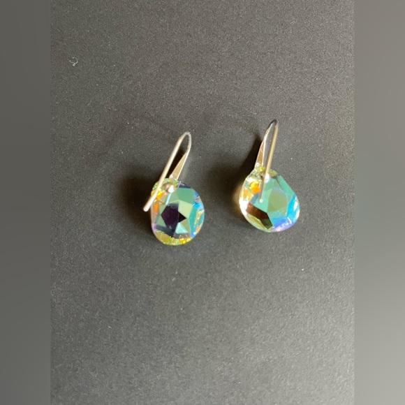 Genuine Swarovski Galet Pierced Earrings Rhodium Plated - Picture 3 of 16